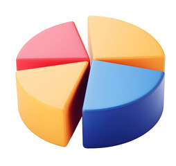 Obraz premium Colorful 3D Pie Chart for Data Distribution Analysis