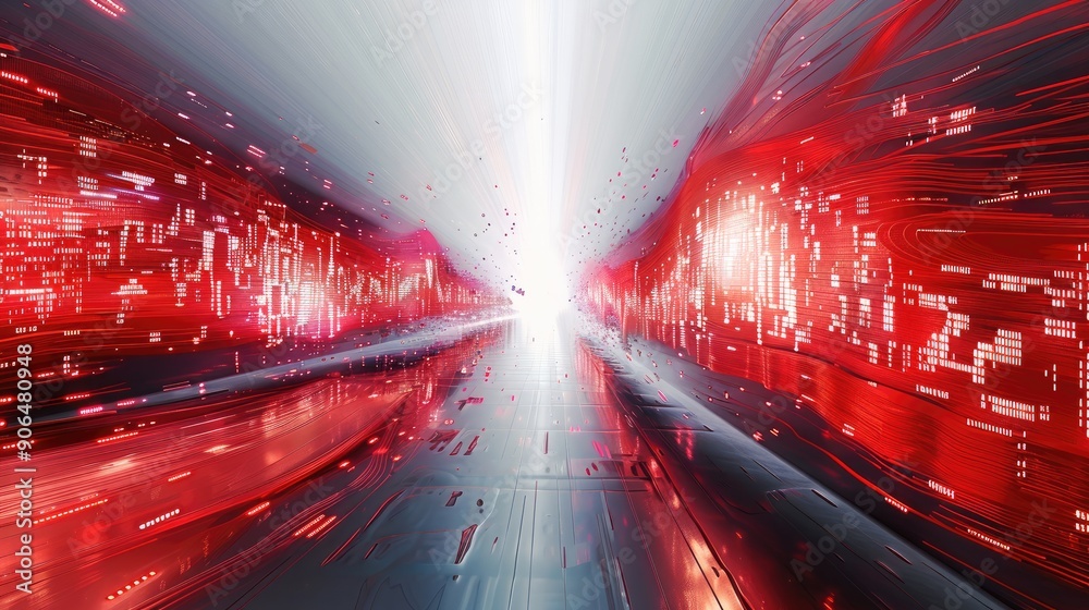 Fototapete digital and technology background in red and black colors. generative ai.