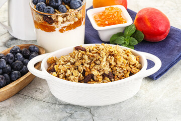 Granola museli cereal for breakfast