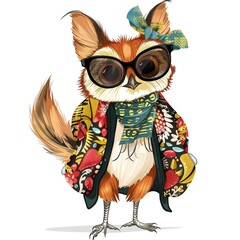 Wren Y2K Fashion animal fashion cartoon isolated whitebackground 16:9