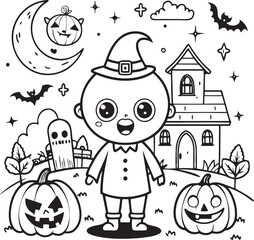 Halloween Coloring Page for kids 