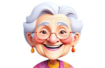 Grandmother, old woman face smiles 3D, portrait, character, made of plasticine, portrait.