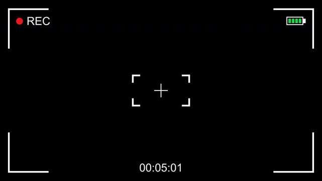 Camera Recording Screen Overlay With Alpha Channel. Transparent background. 4K Video 