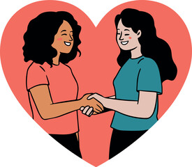 a heartwarming illustration of two friends shaking  hands