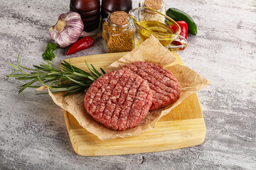 Raw burger cutlet for grill