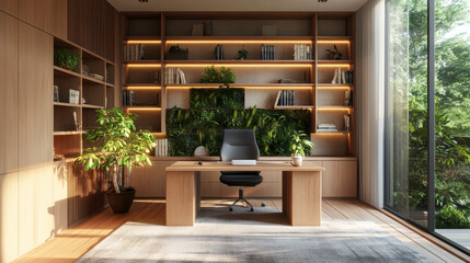 3D illustration of a modern office space.