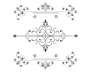 Set of Fancy Decorative Ornamental Lines vector. ai generated