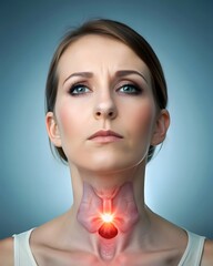 Thyroid Health Visualization: Woman's Portrait with Glowing Throat