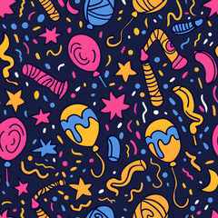 Naklejka premium New Year and Christmas 2d cartoon or graphic advertising background, Seamless pattern