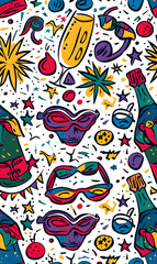 New Year and Christmas 2d cartoon or graphic advertising background, Seamless pattern