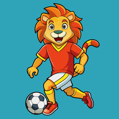lion sport football soccer vector illustration maskot