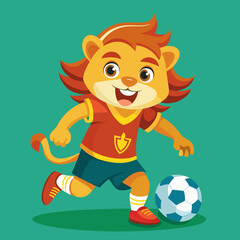 lion sport football soccer vector illustration maskot