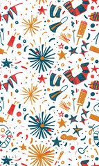 Naklejka premium New Year and Christmas 2d cartoon or graphic advertising background, Seamless pattern