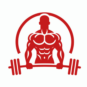 recommend clip art: Muscular bodybuilder red vector silhouette illustration isolated on white background.	
                    