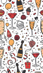 New Year and Christmas 2d cartoon or graphic advertising background, Seamless pattern