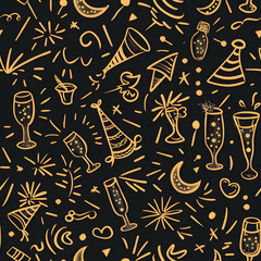 New Year and Christmas 2d cartoon or graphic advertising background, Seamless pattern