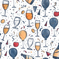 New Year and Christmas 2d cartoon or graphic advertising background, Seamless pattern