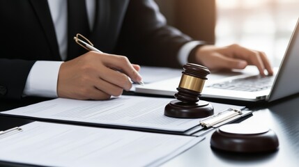 Lawyers in a conference room, reviewing a complex contract, documents and laptops spread out, intense focus on legal details, formal and authoritative mood, ultra HD,