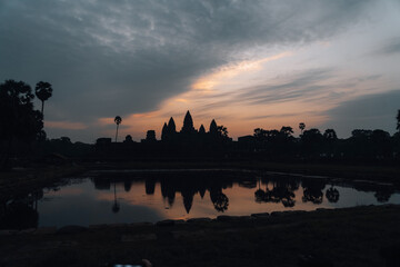 sunset over the Angkor wat Cambodia