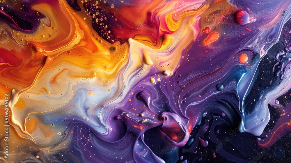 Wall mural colorful fluid motion creating abstract shapes