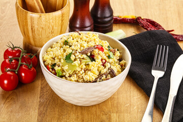 Bulgur with lamb and vegetables