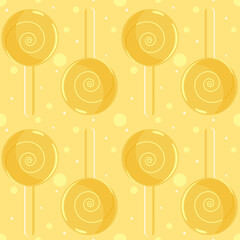 Monochrom yellow Seamless pattern with lollipop. Minimalism geometric style pattern. 