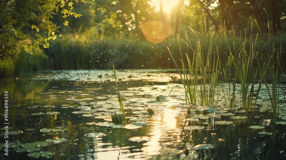 Sticker lake in the forest