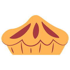 Apple pie.Traditional American pie. Thanksgiving Day.Vector flat illustration.Isolated on white background.