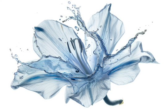 Abstract shape of water splash, resembling a flower, isolated on white