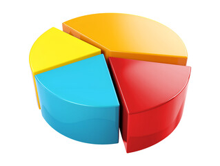 3d pie chart icon isolated on transparent or white background