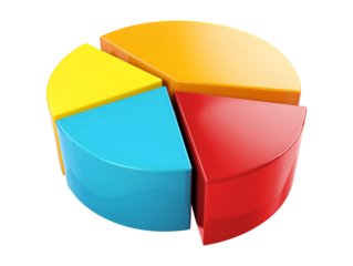 3d pie chart icon isolated on transparent or white background