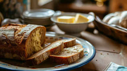 Bread and butter, homemade baking and traditional food, country life