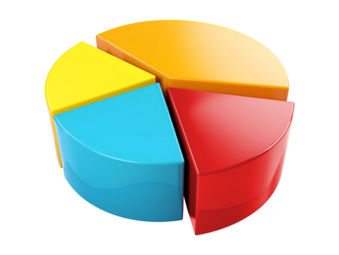 3d pie chart icon isolated on transparent or white background