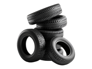 Stack of new tires isolated on transparent or white background