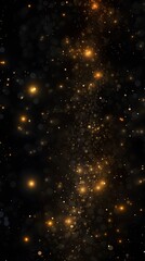 Digital golden perspective glowing linear abstract graphic poster background