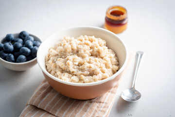 Breakfast oatmeal bowl, steel cut oats