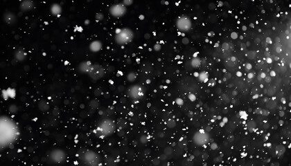 Obraz premium White snow falling down on black background