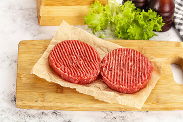 Raw beef  burger cutlet for grill