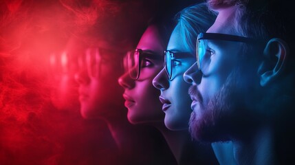 Futuristic Portraits in Red and Blue Light