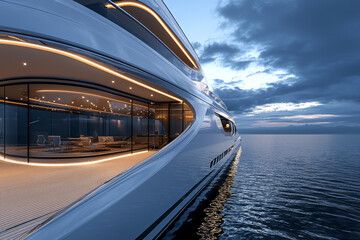 Fototapeta premium Stunning Contemporary Superyacht Exterior: A Luxurious Modern Masterpiece