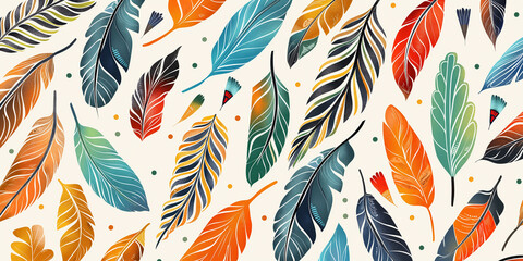 A colorful and vivid background displays a striking feather pattern