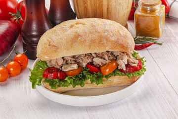 Ciabatta with canned tuna sandwich