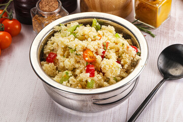 Vegan cuisine couscous with vegetables