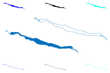 Lake Bandak (Kingdom of Norway) map vector illustration, scribble sketch Bandak map