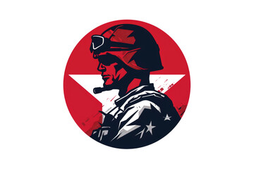 Soldier wearing helmet with wings military logo