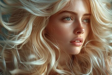 Fototapeta premium A close-up of a girl with gorgeous blonde hair
