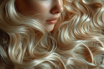 A close-up of a girl with gorgeous blonde hair