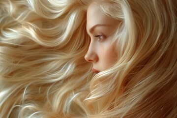 Naklejka premium A close-up of a girl with gorgeous blonde hair