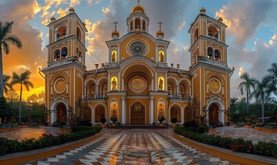 Obraz premium Golden Cathedral at Sunset