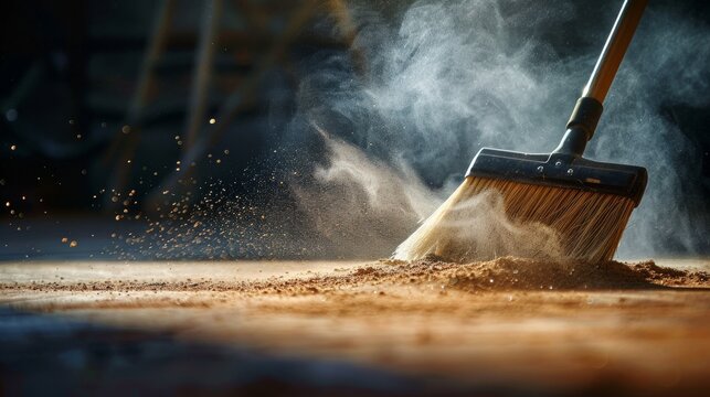Broom Sweeping Up Dust